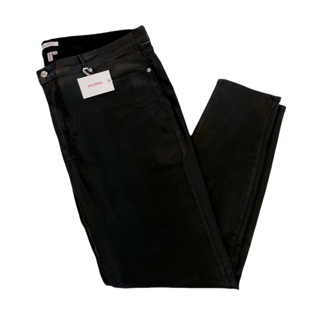 Good American Good Legs Jeans Black Plus Size 24 Wax Shine High Waist New